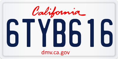 CA license plate 6TYB616