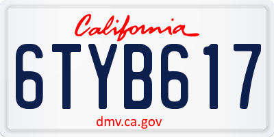 CA license plate 6TYB617