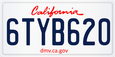 CA license plate 6TYB620