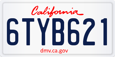 CA license plate 6TYB621