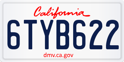 CA license plate 6TYB622