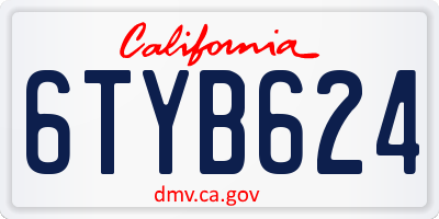 CA license plate 6TYB624