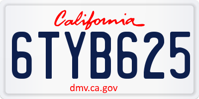 CA license plate 6TYB625