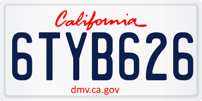 CA license plate 6TYB626