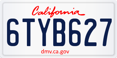 CA license plate 6TYB627