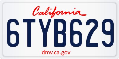 CA license plate 6TYB629