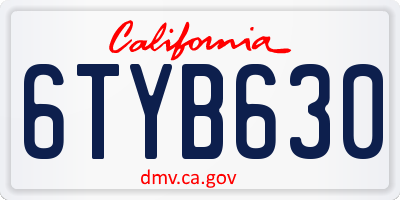 CA license plate 6TYB630