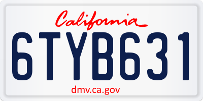 CA license plate 6TYB631