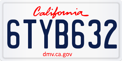 CA license plate 6TYB632