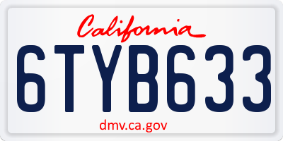 CA license plate 6TYB633