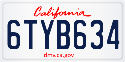 CA license plate 6TYB634