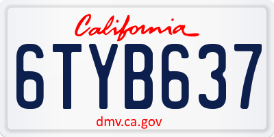 CA license plate 6TYB637