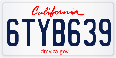 CA license plate 6TYB639