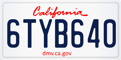 CA license plate 6TYB640