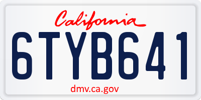CA license plate 6TYB641