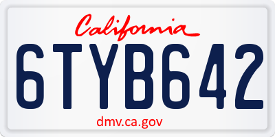 CA license plate 6TYB642