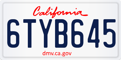 CA license plate 6TYB645