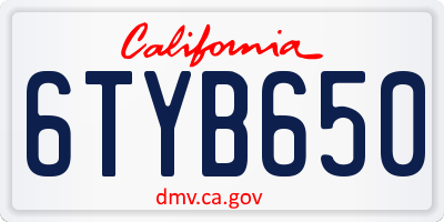 CA license plate 6TYB650