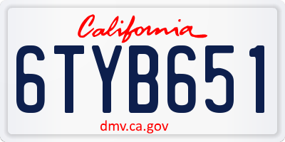 CA license plate 6TYB651