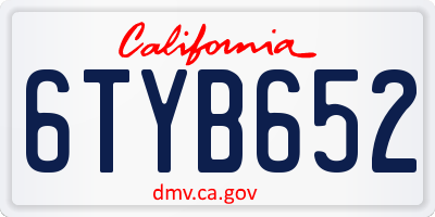 CA license plate 6TYB652