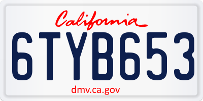 CA license plate 6TYB653