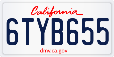 CA license plate 6TYB655