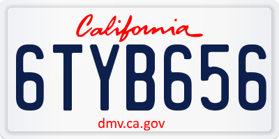 CA license plate 6TYB656