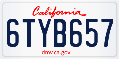 CA license plate 6TYB657