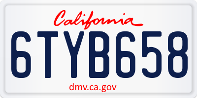 CA license plate 6TYB658