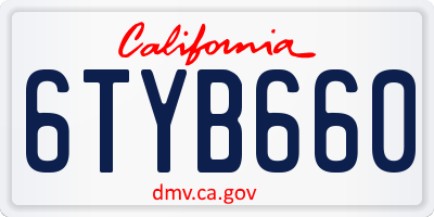 CA license plate 6TYB660