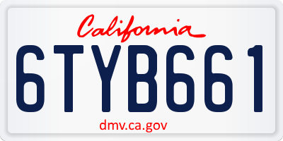 CA license plate 6TYB661