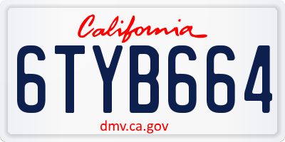 CA license plate 6TYB664