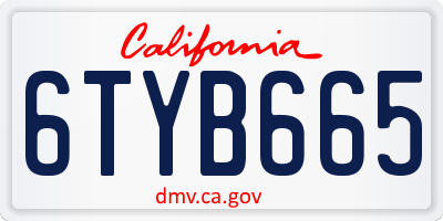 CA license plate 6TYB665