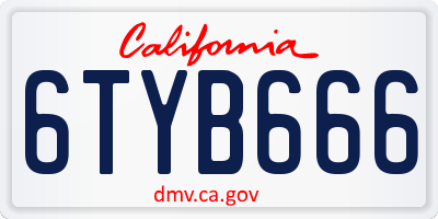 CA license plate 6TYB666