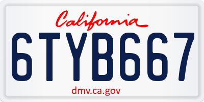 CA license plate 6TYB667