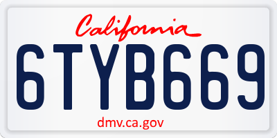 CA license plate 6TYB669