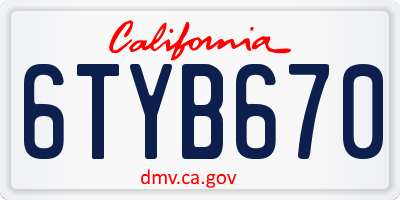 CA license plate 6TYB670
