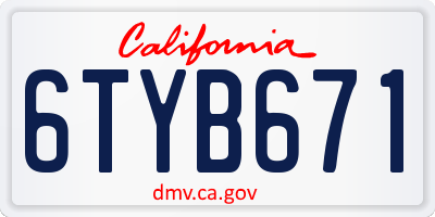CA license plate 6TYB671