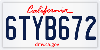 CA license plate 6TYB672