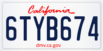 CA license plate 6TYB674