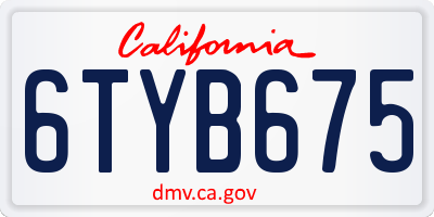 CA license plate 6TYB675