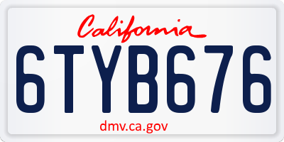 CA license plate 6TYB676