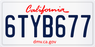 CA license plate 6TYB677