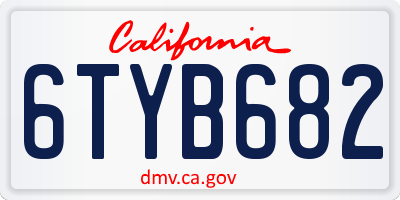 CA license plate 6TYB682