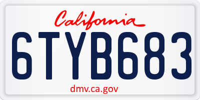 CA license plate 6TYB683