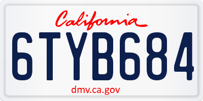 CA license plate 6TYB684