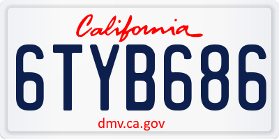 CA license plate 6TYB686
