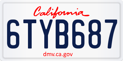 CA license plate 6TYB687