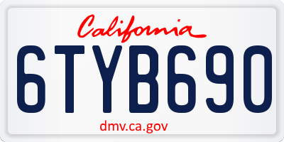 CA license plate 6TYB690