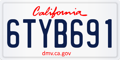 CA license plate 6TYB691